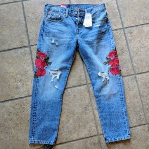 Levi's 510t Rose Embroidered Cropped Denim Jeans